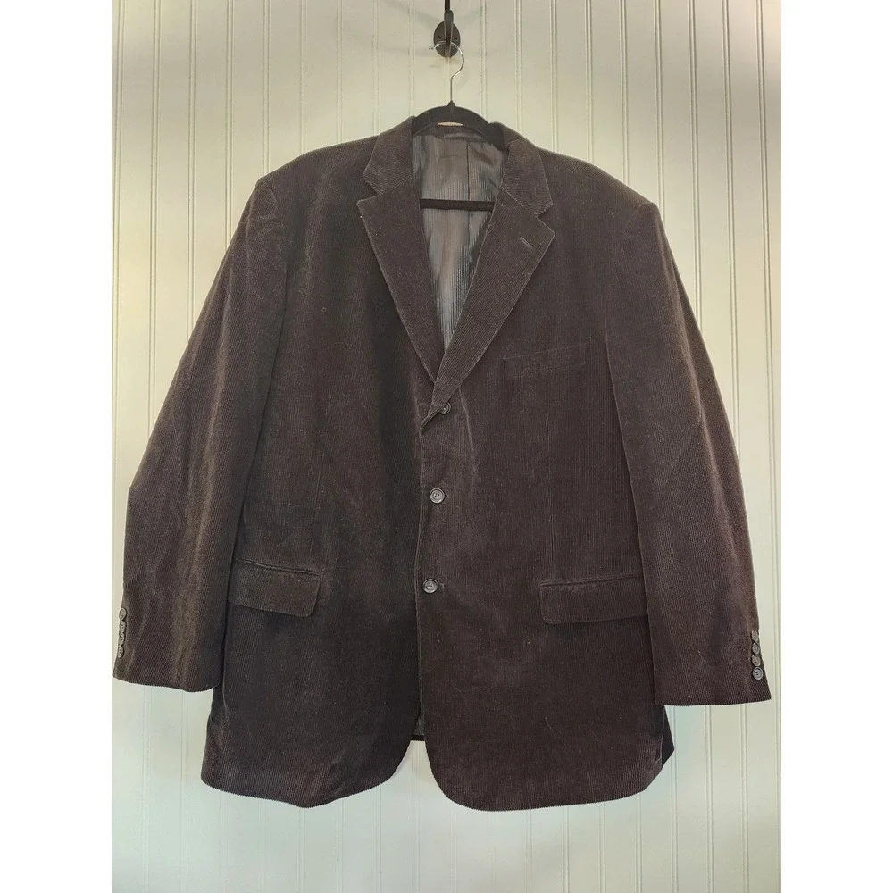 Rafael Mens Brown Corduroy 3 Button Sport Coat 48L Career‎ Professional Office